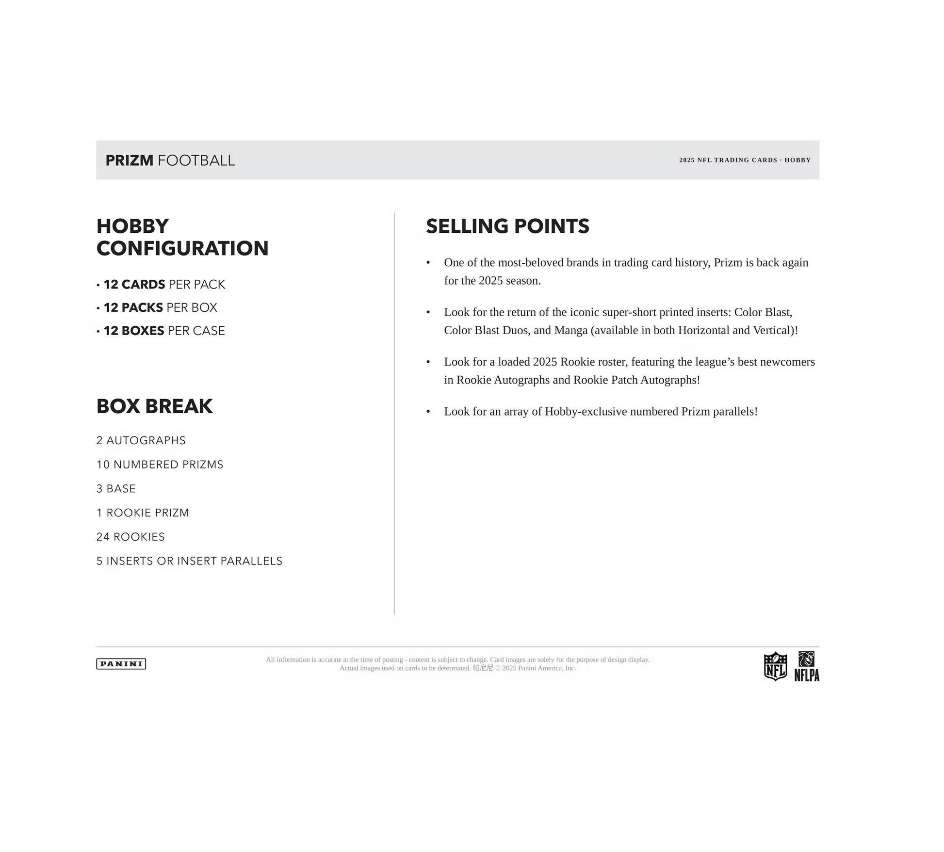 2025 Panini Prizm Football Hobby Box