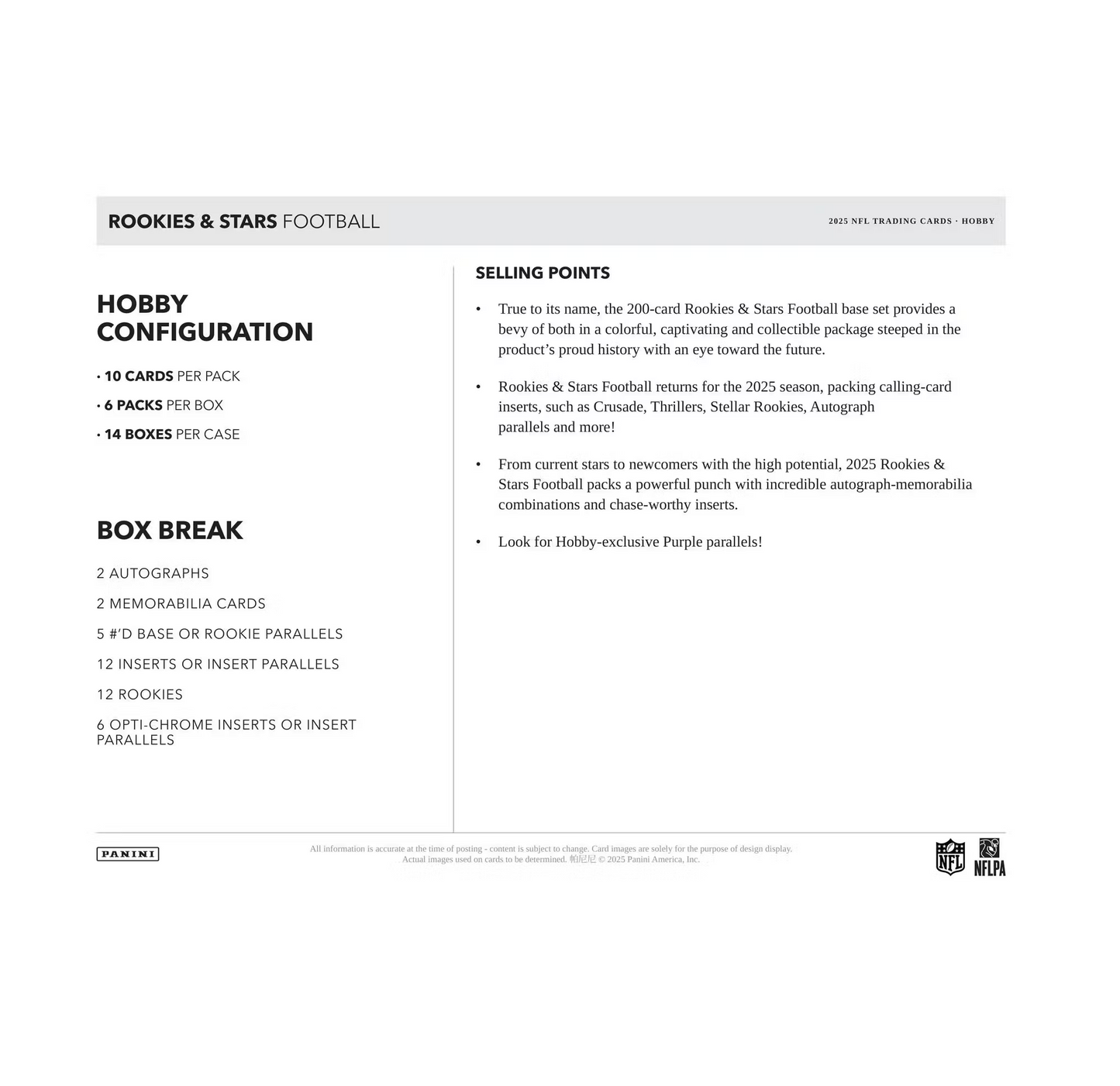 2025 Panini Rookies & Stars Football Hobby Box