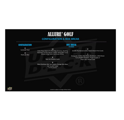 2026 Upper Deck Allure Golf Hobby 18-Box Case